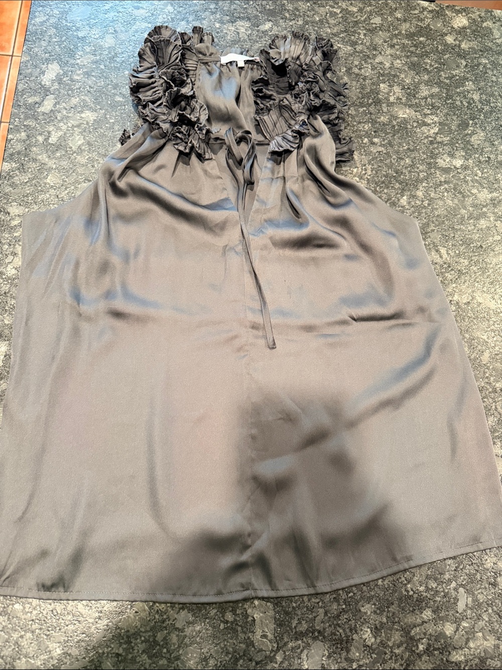 Violet & Claire Black Ruffle Neck Sleeveless Top